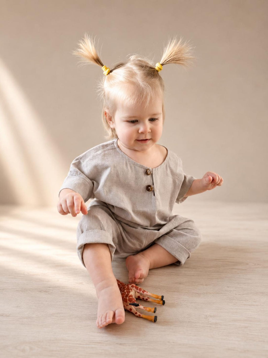 Blumli® Handgefertigtes Baby-Set aus gewaschener Bio-Baumwolle mit Oberteil & Haremshose